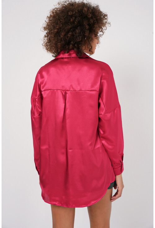 3985 Oversize Saten Gömlek