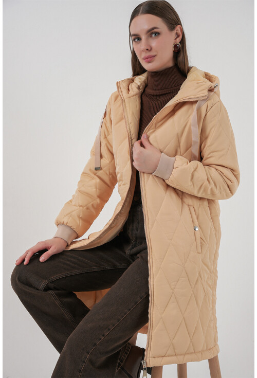 5138 Quilted Long Puffer Coat