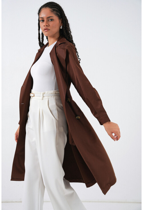 5853 Wrap Collar Trench Coat