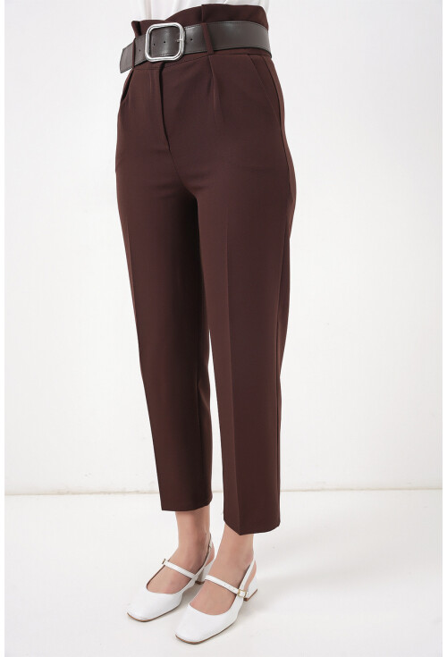 6556 Kemerli Kumaş Pantolon