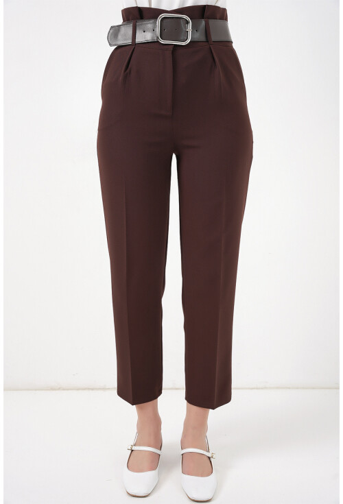 6556 Kemerli Kumaş Pantolon