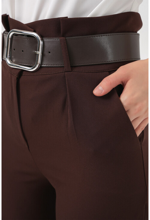 6556 Kemerli Kumaş Pantolon