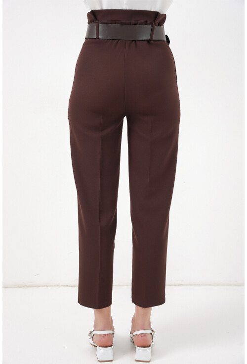 6556 Kemerli Kumaş Pantolon