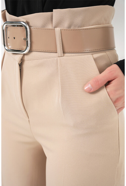 6556 Kemerli Kumaş Pantolon