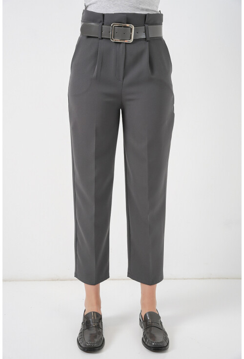 6556 Kemerli Kumaş Pantolon