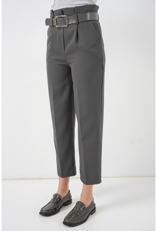 6556 Kemerli Kumaş Pantolon