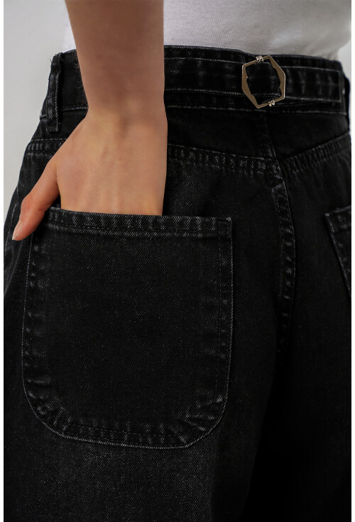 6689 Kadın Yüksek Bel Baggy Kot Pantolon