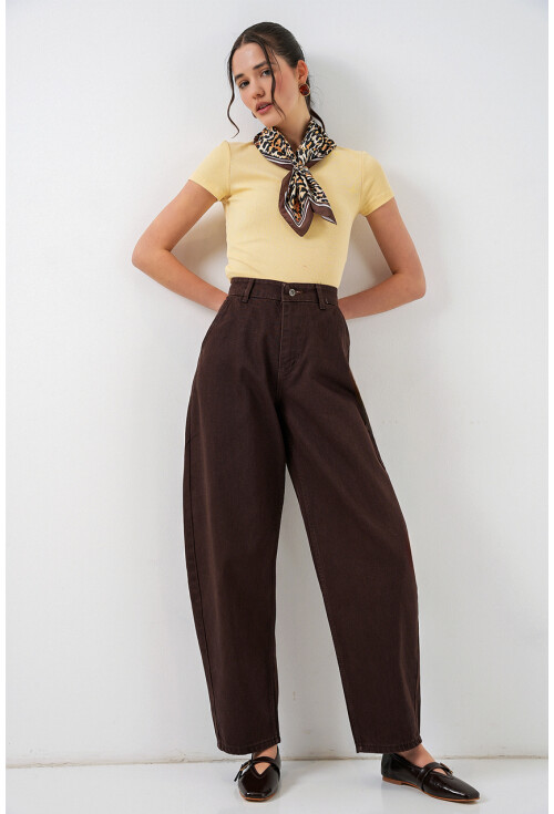 6689 Kadın Yüksek Bel Baggy Kot Pantolon