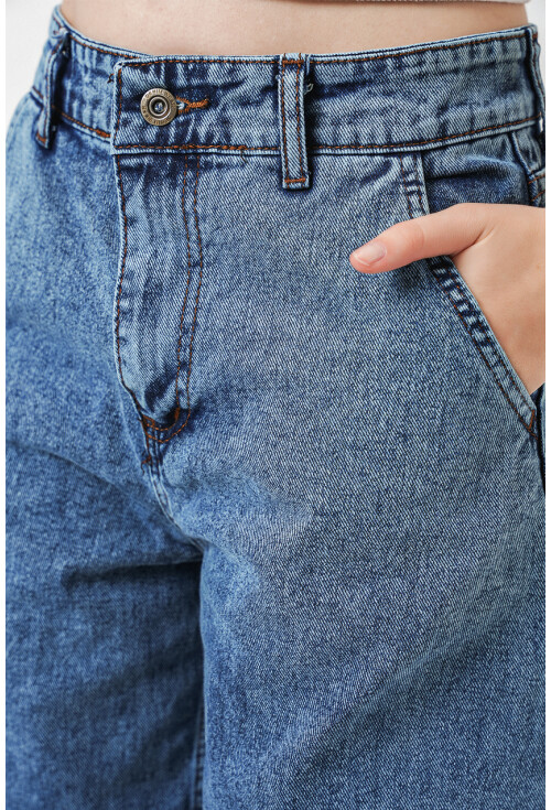 6689 Kadın Yüksek Bel Baggy Kot Pantolon