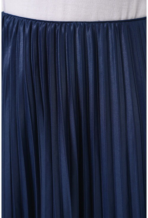 8009 Deri Görünümlü Piliseli Etek