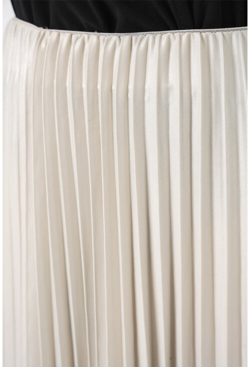 8009 Deri Görünümlü Piliseli Etek