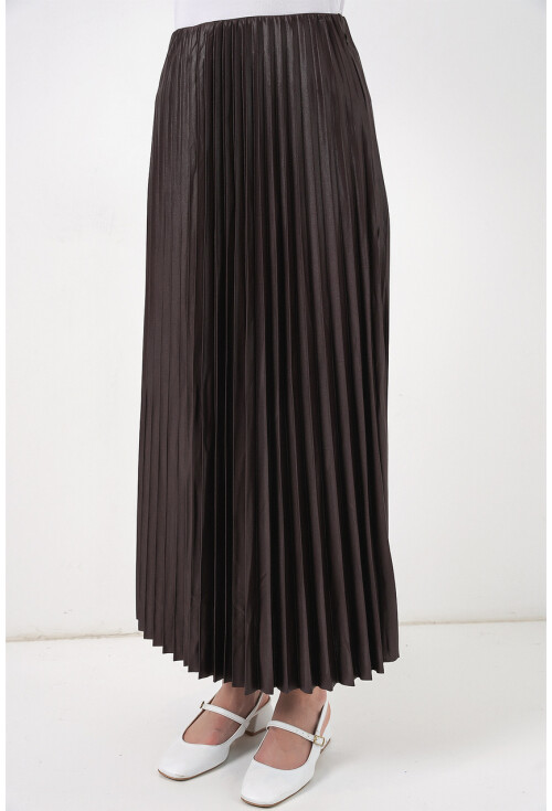 8009 Deri Görünümlü Piliseli Etek