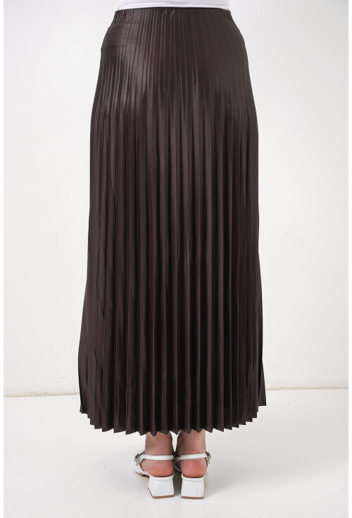 8009 Deri Görünümlü Piliseli Etek