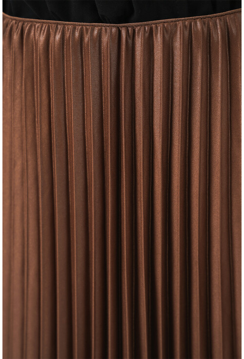 8009 Deri Görünümlü Piliseli Etek