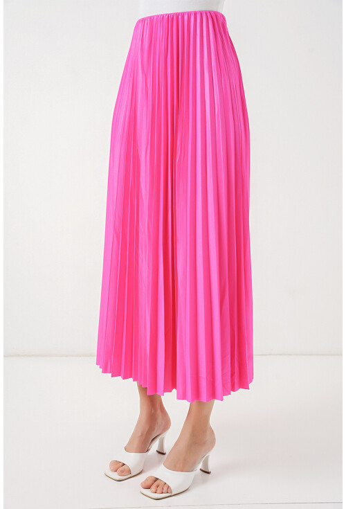 8009 Deri Görünümlü Piliseli Etek