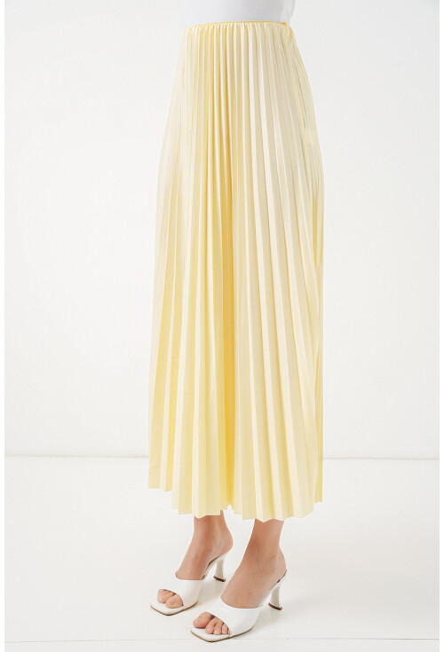 8009 Deri Görünümlü Piliseli Etek