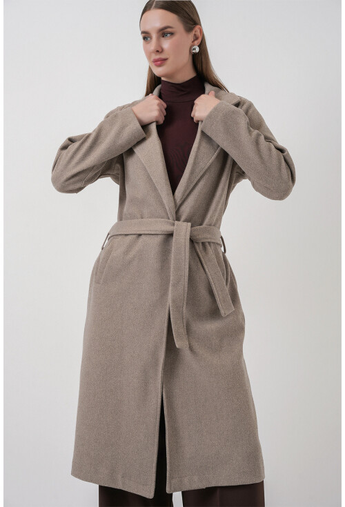 9118 Kruvaze Yaka Kaşe Kaban