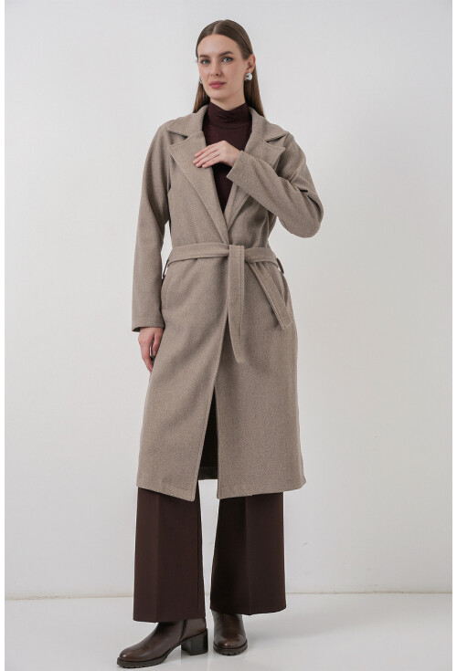 9118 Kruvaze Yaka Kaşe Kaban