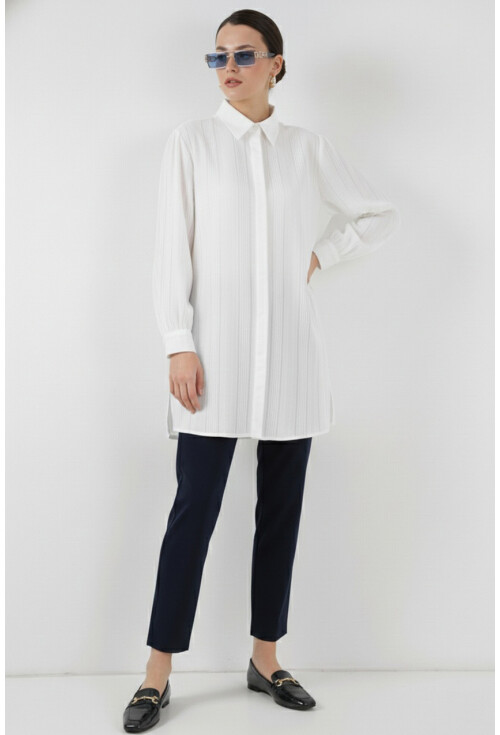 Çizgili Uzun Gömlek Tunik 5947