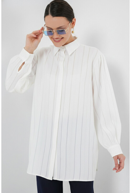 Çizgili Uzun Gömlek Tunik 5947