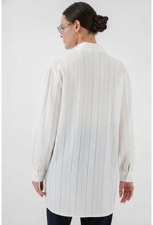 Çizgili Uzun Gömlek Tunik 5947