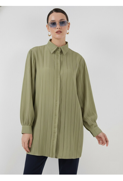 Çizgili Uzun Gömlek Tunik 5947