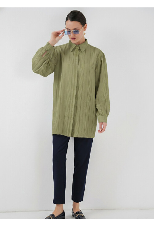 Çizgili Uzun Gömlek Tunik 5947