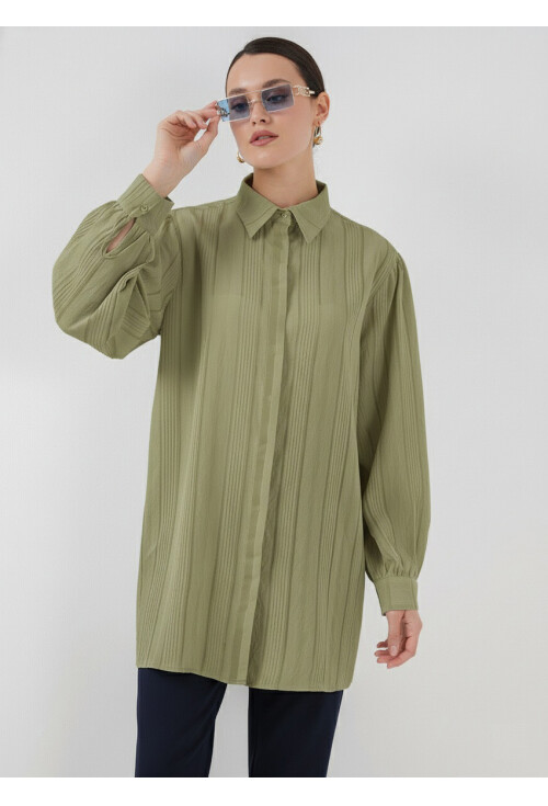 Çizgili Uzun Gömlek Tunik 5947
