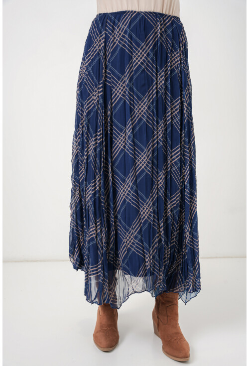 Kadın Asimetrik Kesim Şifon Etek 8056