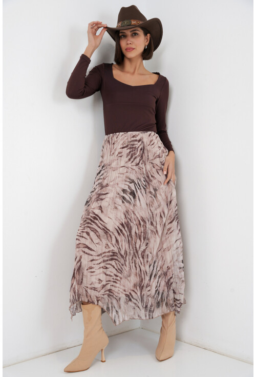 Kadın Asimetrik Kesim Şifon Etek 8056