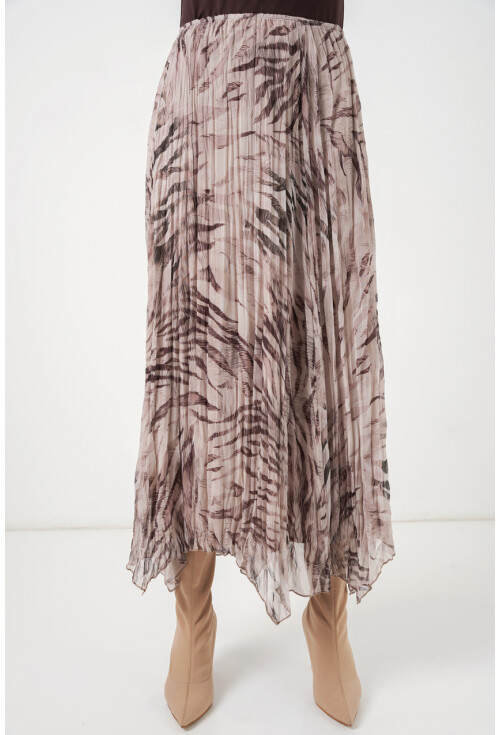 Kadın Asimetrik Kesim Şifon Etek 8056