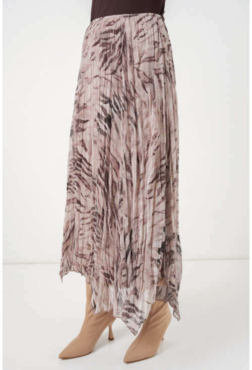 Kadın Asimetrik Kesim Şifon Etek 8056