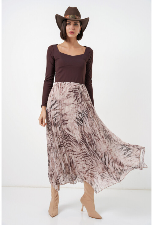 Kadın Asimetrik Kesim Şifon Etek 8056