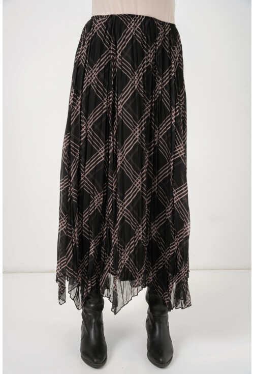 Kadın Asimetrik Kesim Şifon Etek 8056