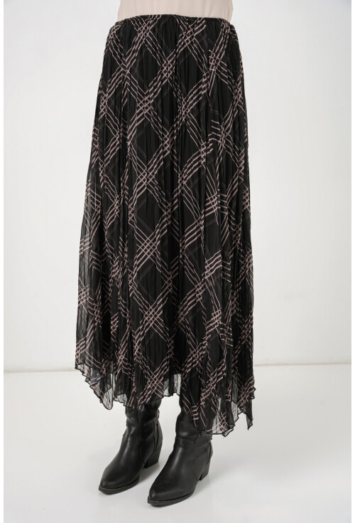 Kadın Asimetrik Kesim Şifon Etek 8056