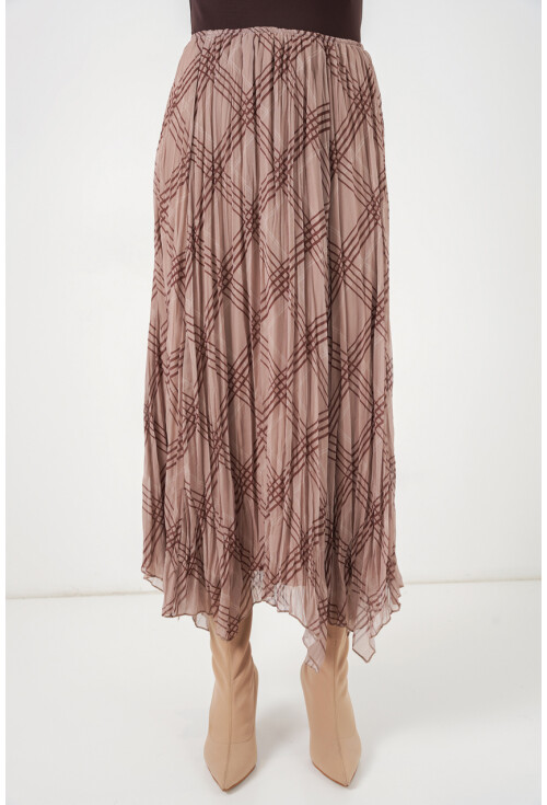 Kadın Asimetrik Kesim Şifon Etek 8056