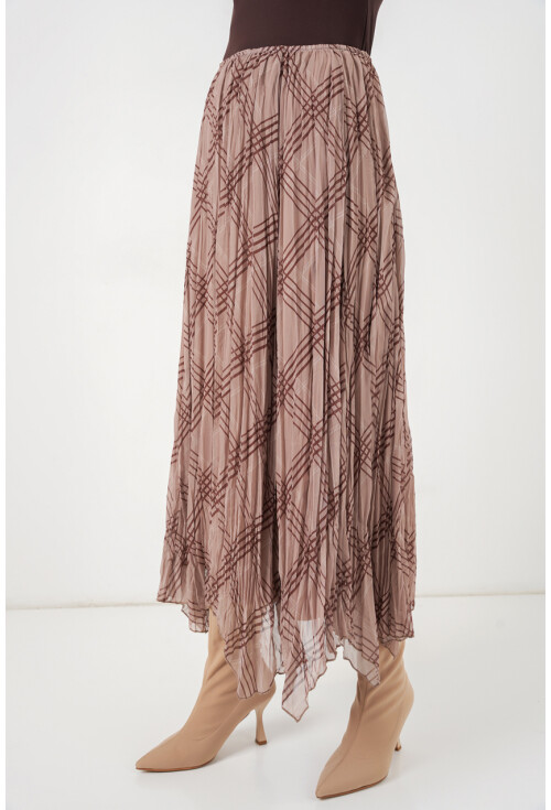 Kadın Asimetrik Kesim Şifon Etek 8056