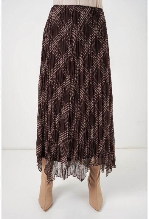 Kadın Asimetrik Kesim Şifon Etek 8056