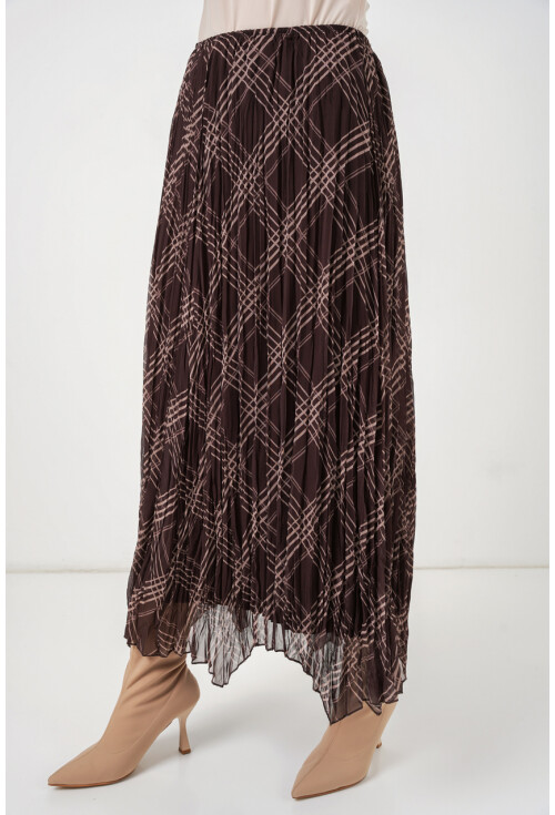 Kadın Asimetrik Kesim Şifon Etek 8056