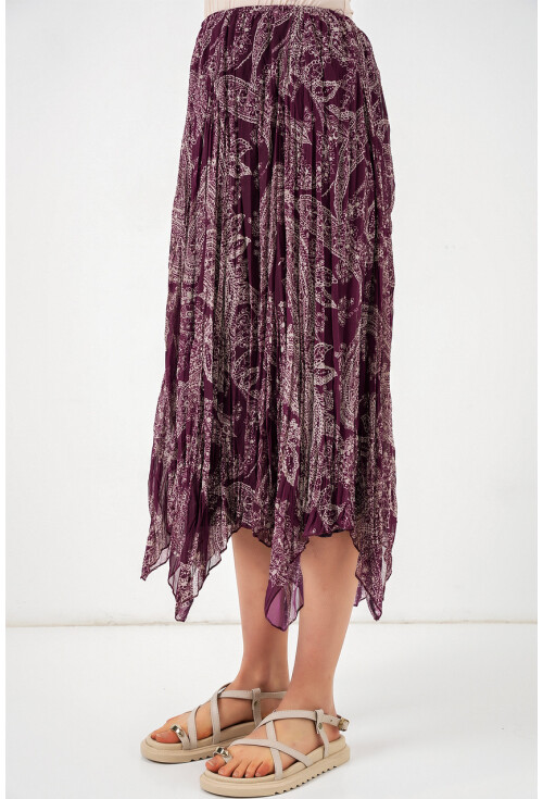 Kadın Asimetrik Tül Şifon Etek 8061