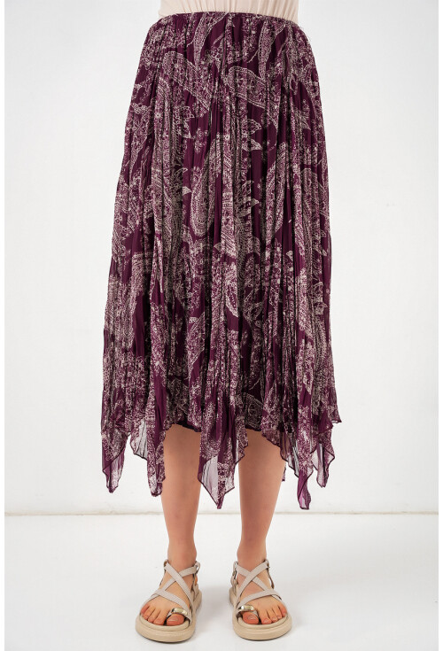 Kadın Asimetrik Tül Şifon Etek 8061