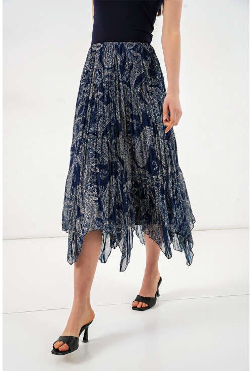 Kadın Asimetrik Tül Şifon Etek 8061