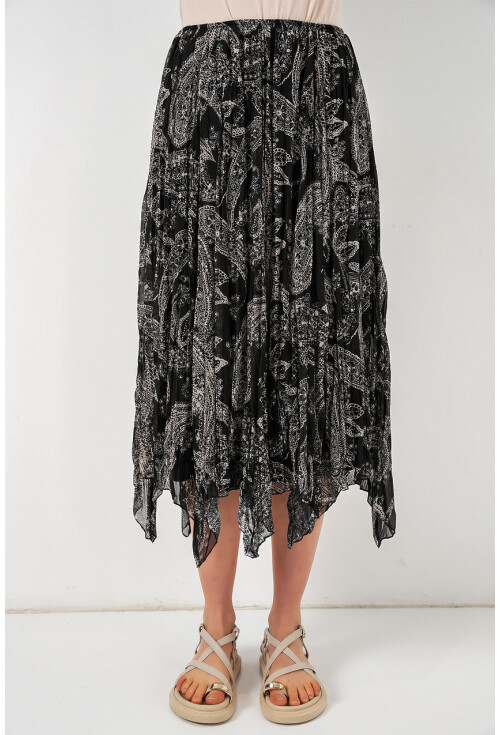 Kadın Asimetrik Tül Şifon Etek 8061