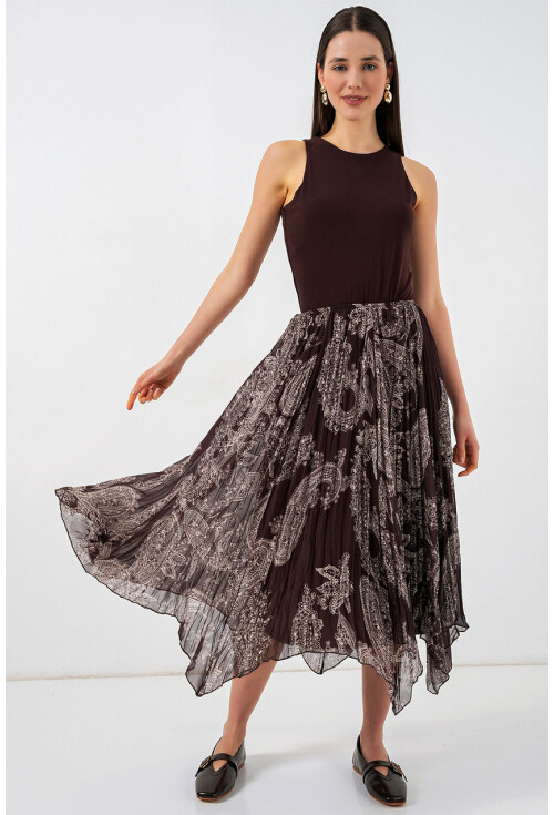 Kadın Asimetrik Tül Şifon Etek 8061