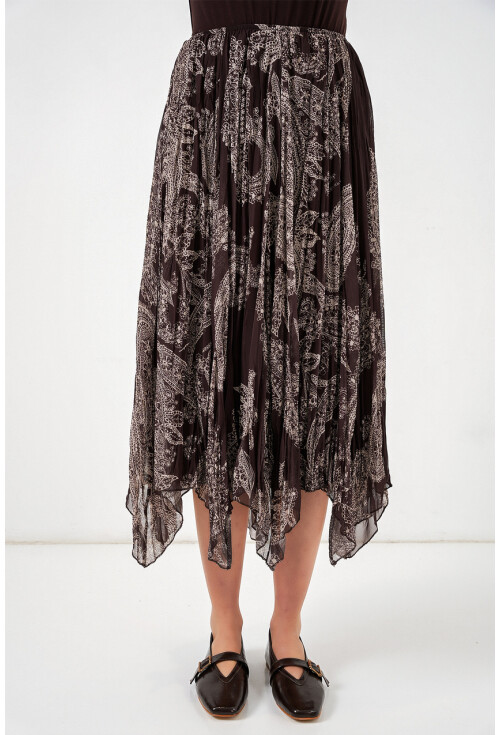 Kadın Asimetrik Tül Şifon Etek 8061