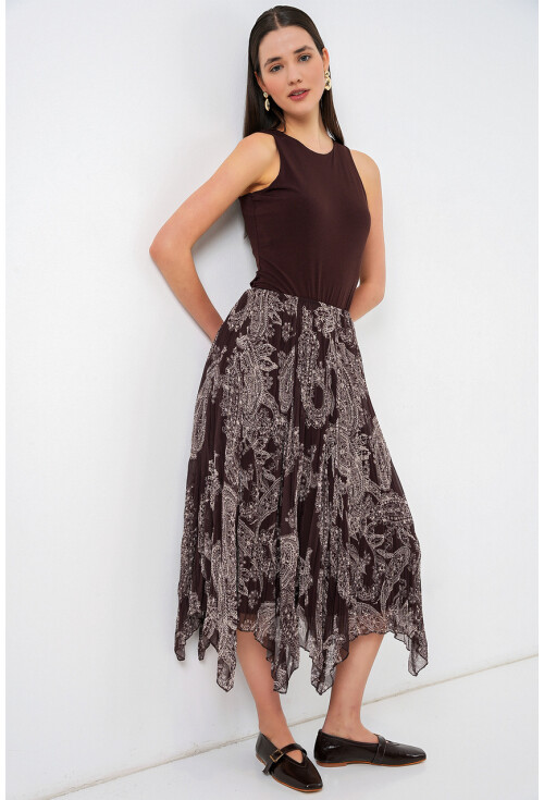 Kadın Asimetrik Tül Şifon Etek 8061