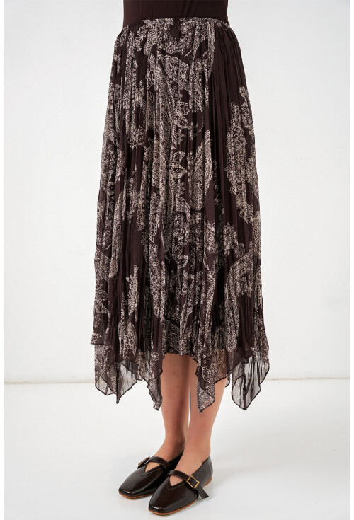 Kadın Asimetrik Tül Şifon Etek 8061