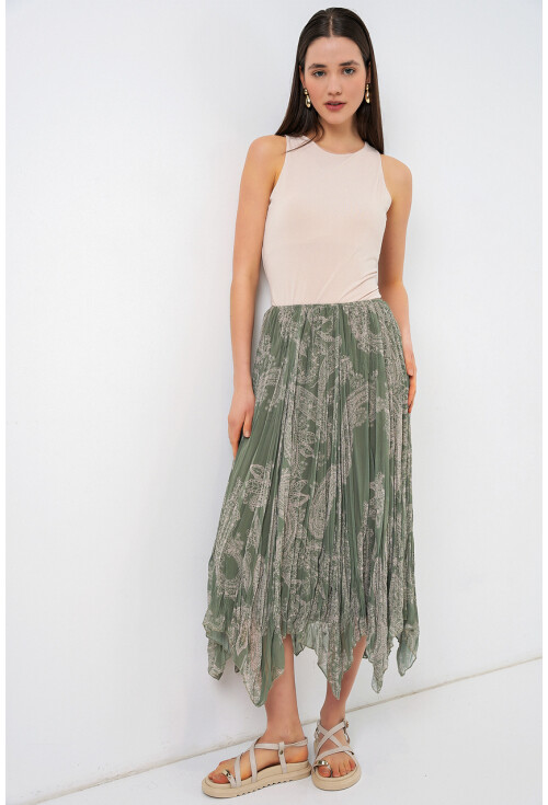 Kadın Asimetrik Tül Şifon Etek 8061