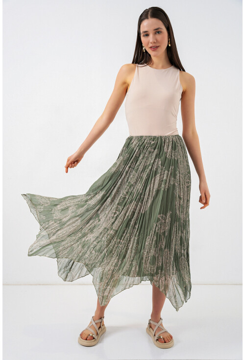 Kadın Asimetrik Tül Şifon Etek 8061