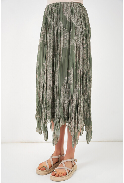 Kadın Asimetrik Tül Şifon Etek 8061